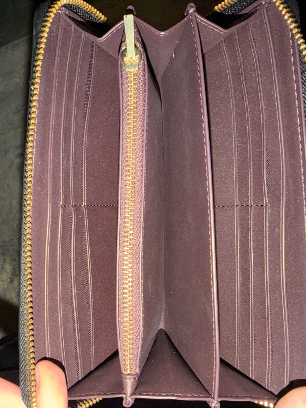 Coach Black Embossed Signature Leather Zip Wallet with Gold Logo - Picture 2 of 3